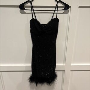 Windsor Black Sheath Mini Dress with Spaghetti Straps